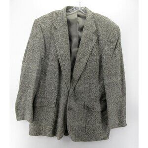 VINTAGE Lands End Sport Coat 44 Long Matka Silk Tweed Blazer 90s